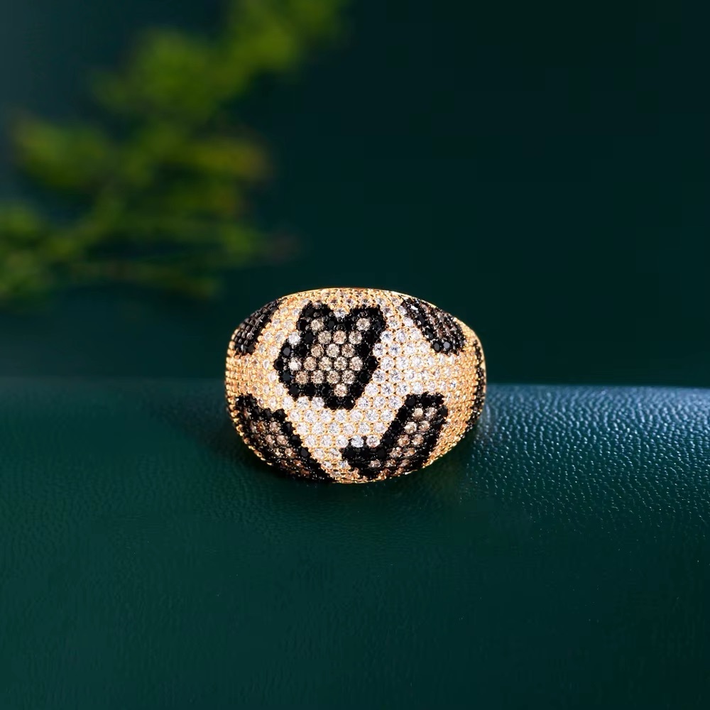 Leopard Print gold Fashion multicolor ring cubic zirconia